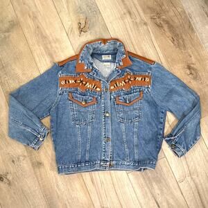 Vintage Stefano International Jacket Womens Medium Denim Western Cowgirl 90s